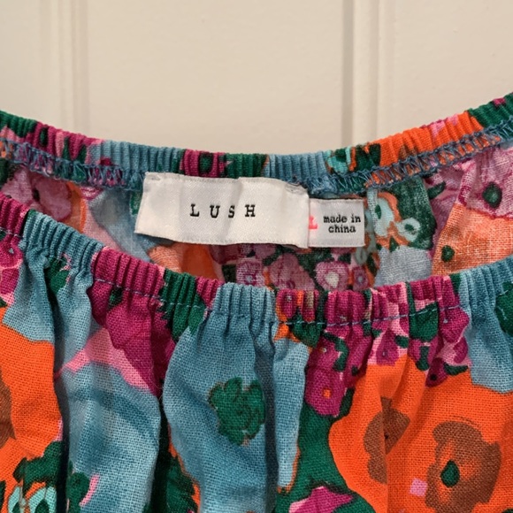 VICI Lush Boho Blue Orange Purple Floral Smocked Top L - Picture 3 of 7